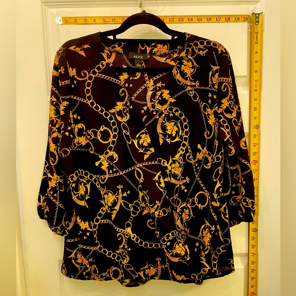 ALYX Ladies black gold wrap blouse L